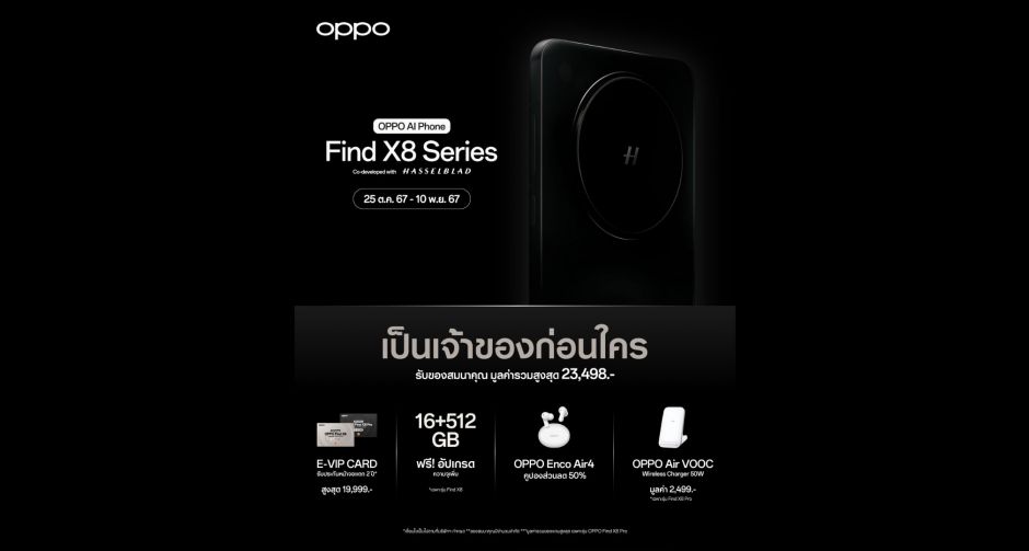 OPPO Find X8 Series เตรียมเปิดตัวสู่ตลาดโลก! มาพร้อมกล้อง Hasselblad ปฏิวัติวงการถ่ายภาพบนมือถือ 